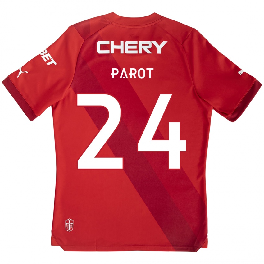 Niño Camiseta Alfonso Parot #24 Rojo Blanco 2ª Equipación 2024/25 La Camisa Perú