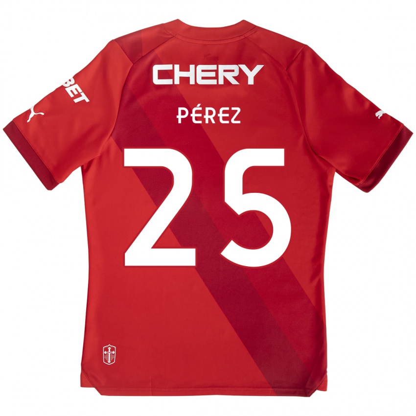 Niño Camiseta Sebastián Pérez #25 Rojo Blanco 2ª Equipación 2024/25 La Camisa Perú