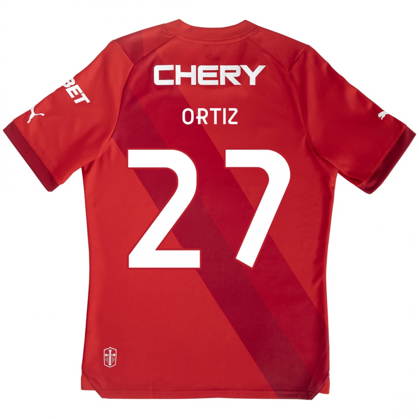 Niño Camiseta Jorge Ortiz #27 Rojo Blanco 2ª Equipación 2024/25 La Camisa Perú