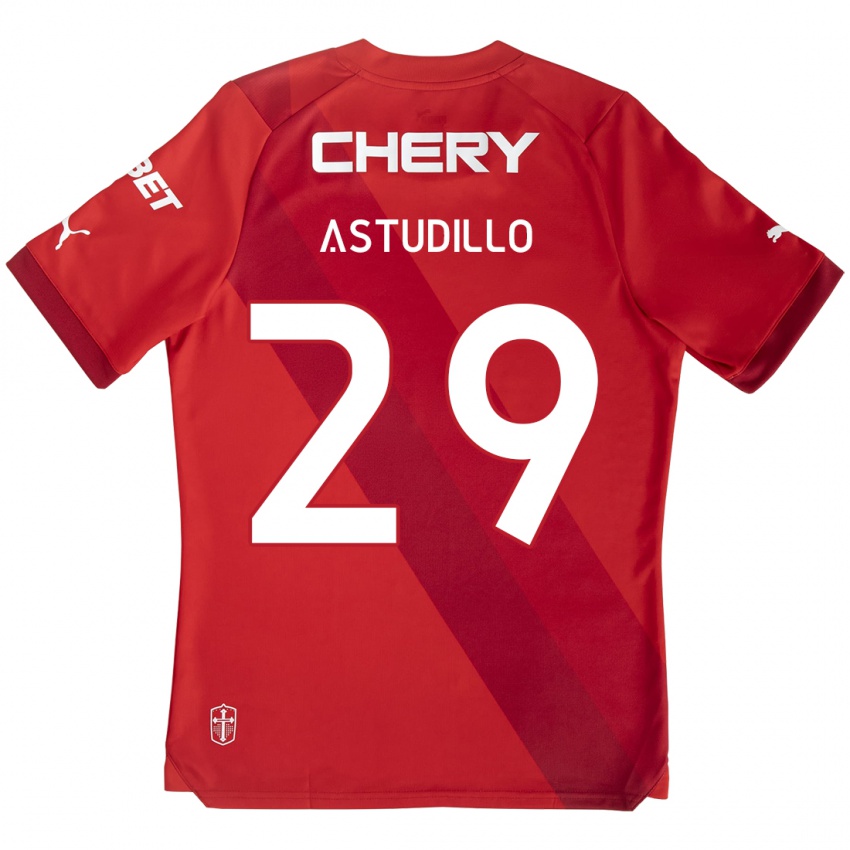 Niño Camiseta Aaron Astudillo #29 Rojo Blanco 2ª Equipación 2024/25 La Camisa Perú