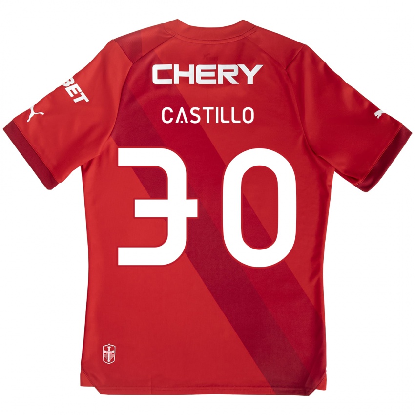 Niño Camiseta Nicolas Castillo #30 Rojo Blanco 2ª Equipación 2024/25 La Camisa Perú