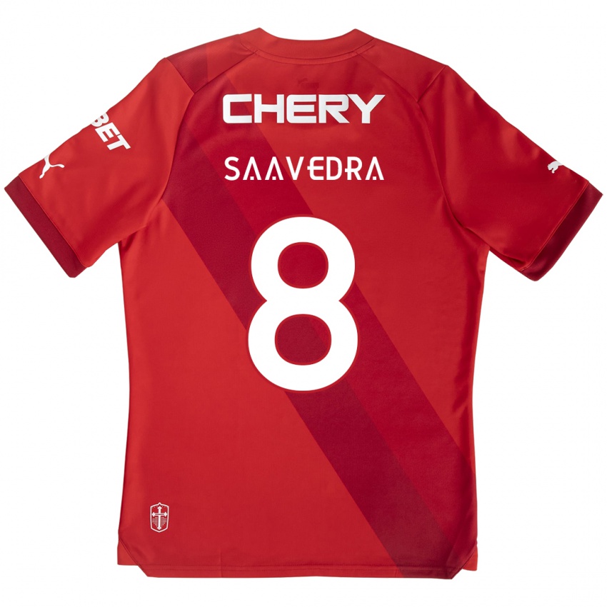 Niño Camiseta Ignacio Saavedra #8 Rojo Blanco 2ª Equipación 2024/25 La Camisa Perú