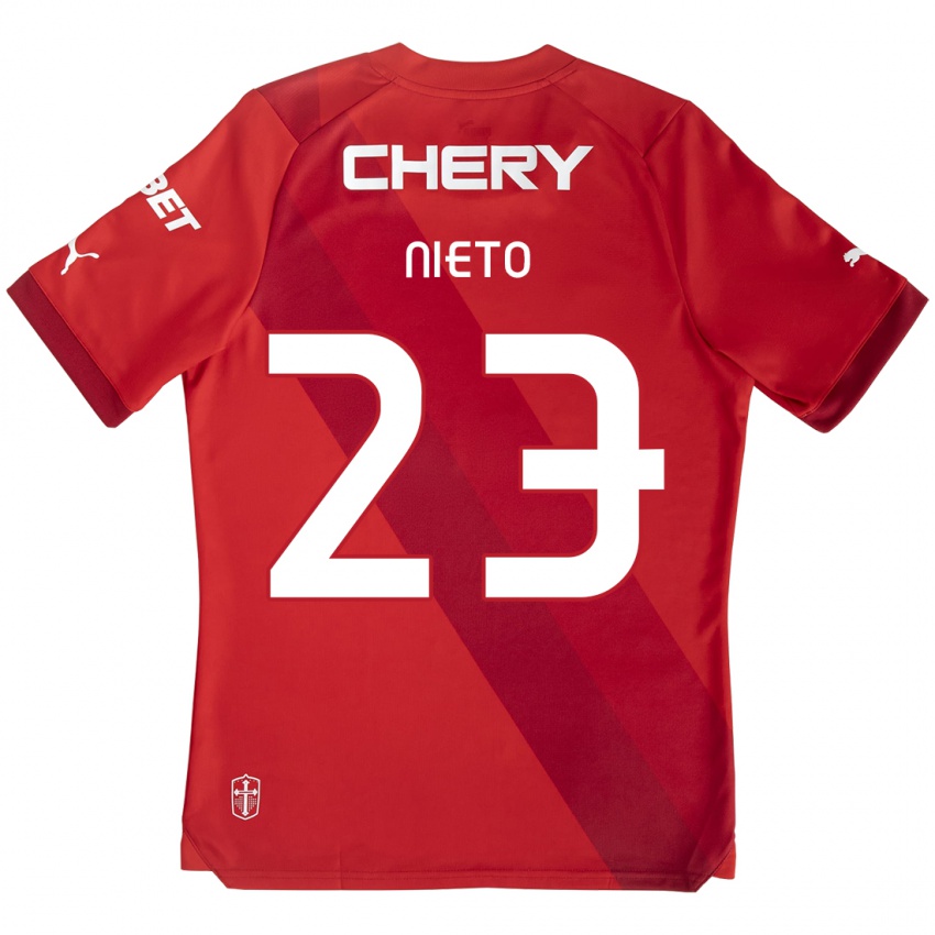 Niño Camiseta Byron Nieto #23 Rojo Blanco 2ª Equipación 2024/25 La Camisa Perú