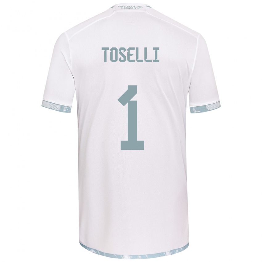 Niño Camiseta Cristopher Toselli #1 Gris Blanco 2ª Equipación 2024/25 La Camisa Perú