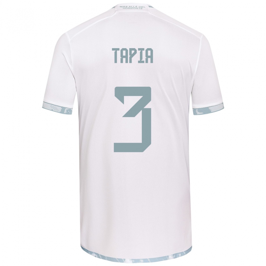 Niño Camiseta Ignacio Tapia #3 Gris Blanco 2ª Equipación 2024/25 La Camisa Perú