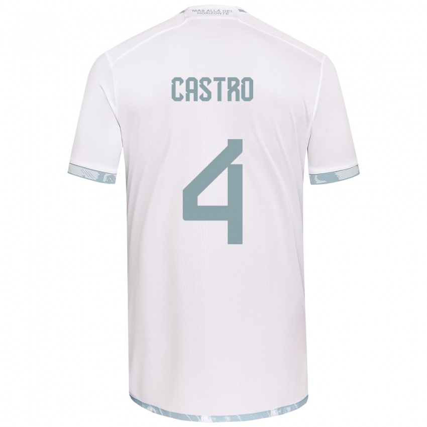 Niño Camiseta José Ignacio Castro #4 Gris Blanco 2ª Equipación 2024/25 La Camisa Perú