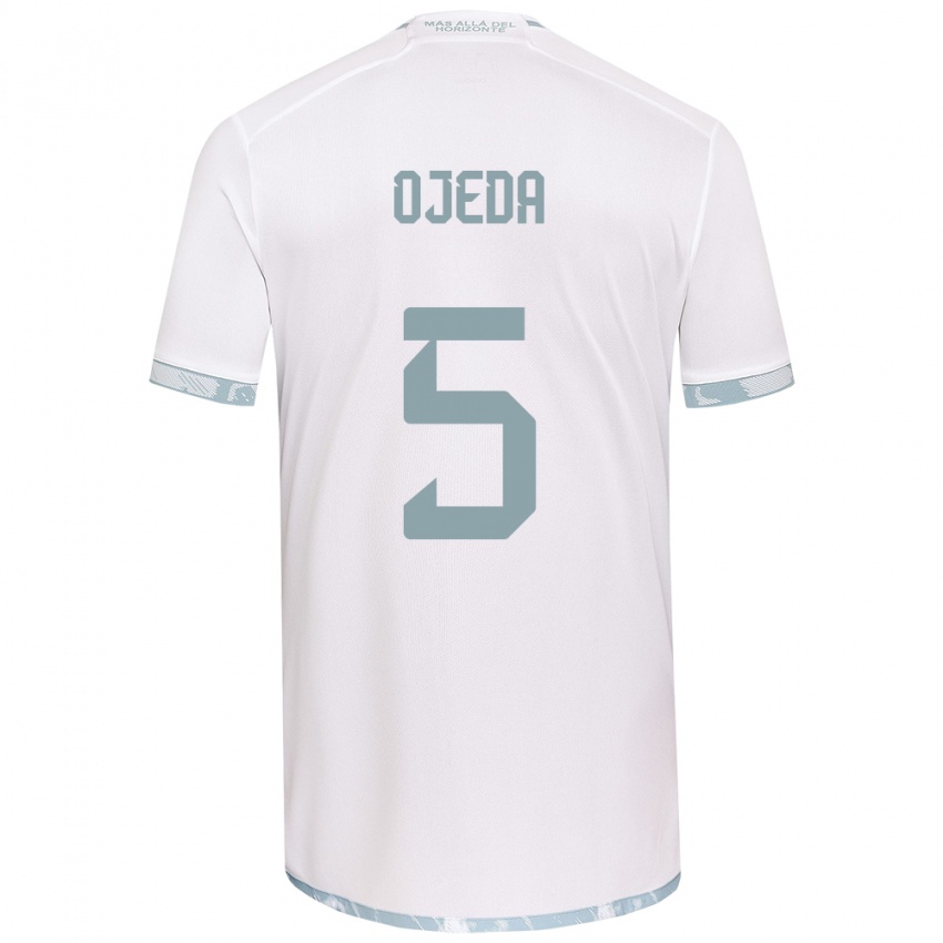 Niño Camiseta Emmanuel Ojeda #5 Gris Blanco 2ª Equipación 2024/25 La Camisa Perú