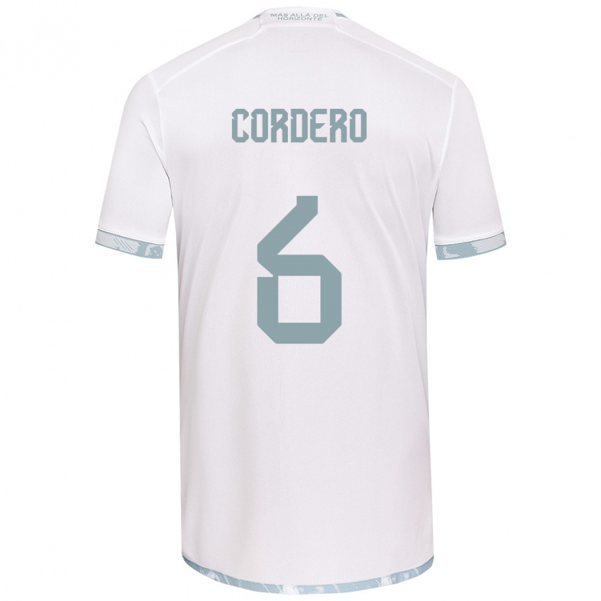 Niño Camiseta Renato Cordero #6 Gris Blanco 2ª Equipación 2024/25 La Camisa Perú