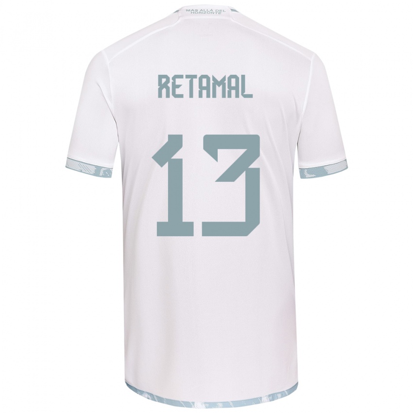 Niño Camiseta David Retamal #13 Gris Blanco 2ª Equipación 2024/25 La Camisa Perú