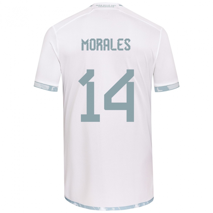 Niño Camiseta Marcelo Morales #14 Gris Blanco 2ª Equipación 2024/25 La Camisa Perú