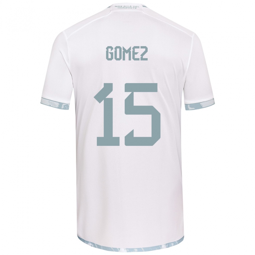 Niño Camiseta Juan Pablo Gómez #15 Gris Blanco 2ª Equipación 2024/25 La Camisa Perú