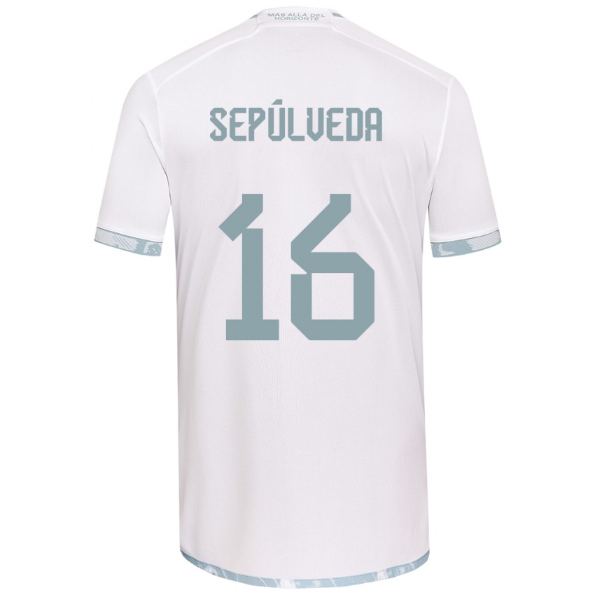 Niño Camiseta Matías Sepúlveda #16 Gris Blanco 2ª Equipación 2024/25 La Camisa Perú