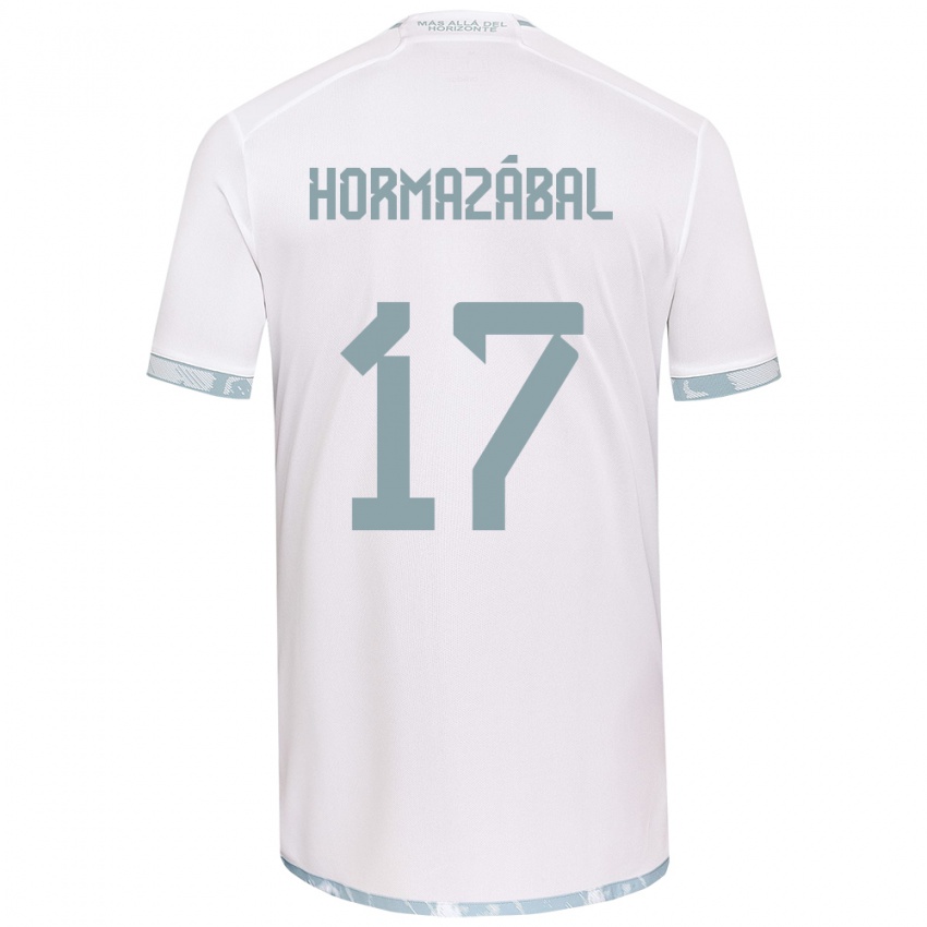 Niño Camiseta Fabián Hormazábal #17 Gris Blanco 2ª Equipación 2024/25 La Camisa Perú