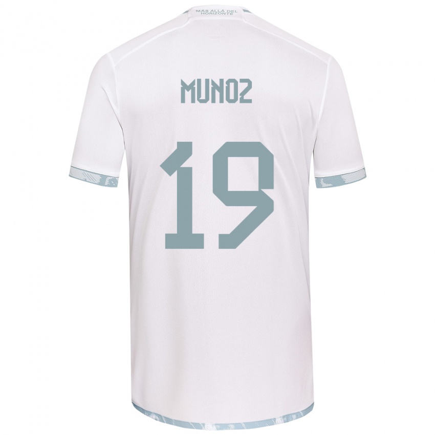 Niño Camiseta Cristóbal Muñoz #19 Gris Blanco 2ª Equipación 2024/25 La Camisa Perú