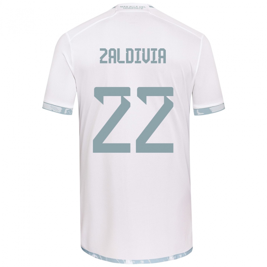 Niño Camiseta Matías Zaldivia #22 Gris Blanco 2ª Equipación 2024/25 La Camisa Perú