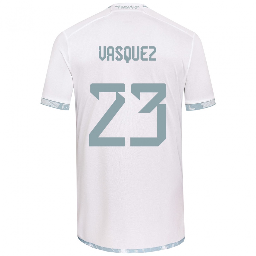 Niño Camiseta Ignacio Vásquez #23 Gris Blanco 2ª Equipación 2024/25 La Camisa Perú