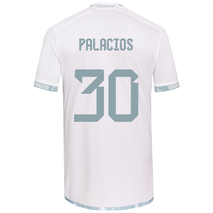 Niño Camiseta Cristian Palacios #30 Gris Blanco 2ª Equipación 2024/25 La Camisa Perú