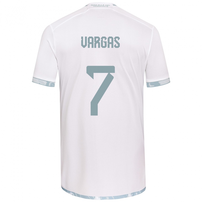 Niño Camiseta Jeisson Vargas #7 Gris Blanco 2ª Equipación 2024/25 La Camisa Perú