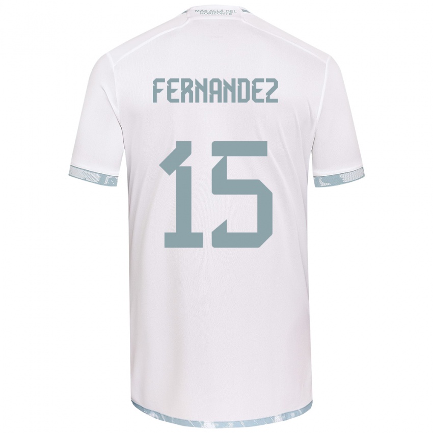 Niño Camiseta Vicente Fernández #15 Gris Blanco 2ª Equipación 2024/25 La Camisa Perú