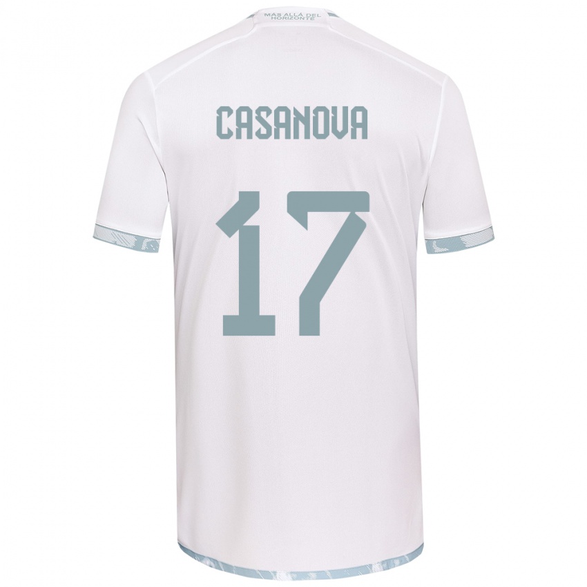 Niño Camiseta Luis Casanova #17 Gris Blanco 2ª Equipación 2024/25 La Camisa Perú