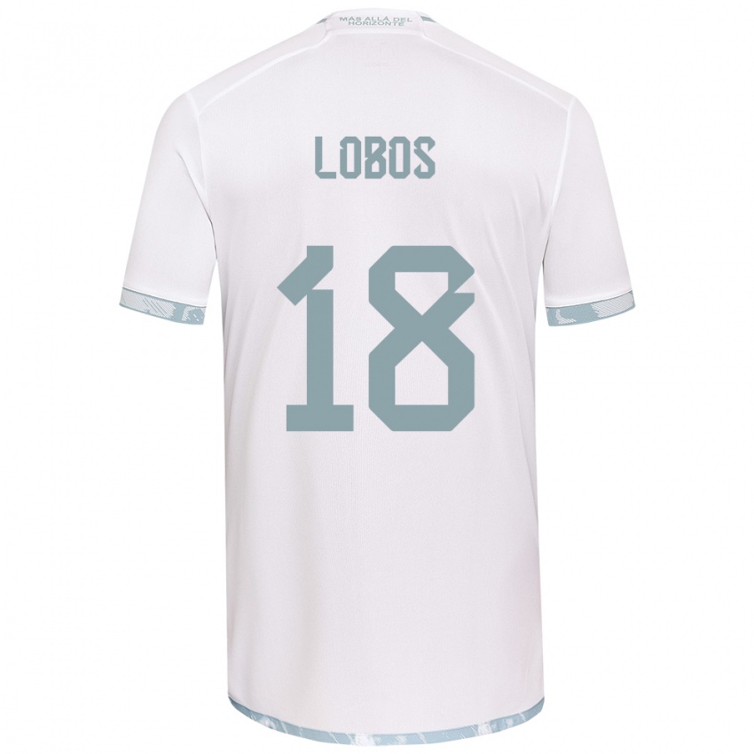 Niño Camiseta Franco Lobos #18 Gris Blanco 2ª Equipación 2024/25 La Camisa Perú