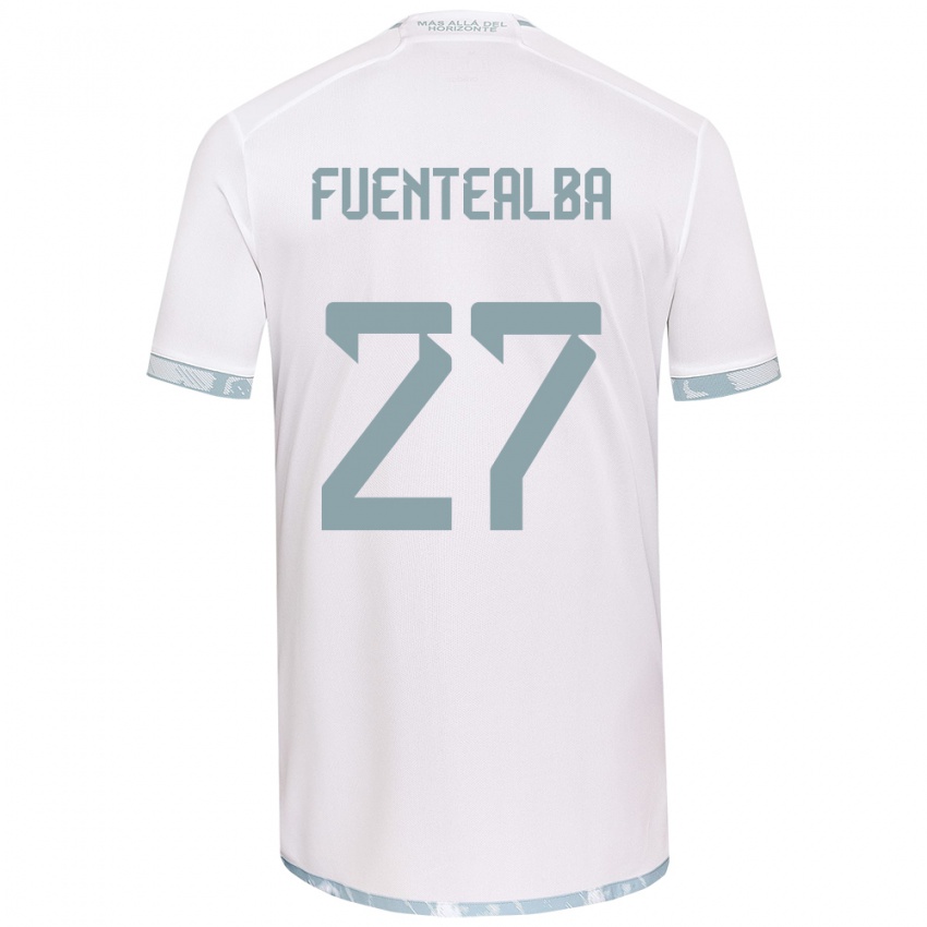 Niño Camiseta Jeison Fuentealba #27 Gris Blanco 2ª Equipación 2024/25 La Camisa Perú