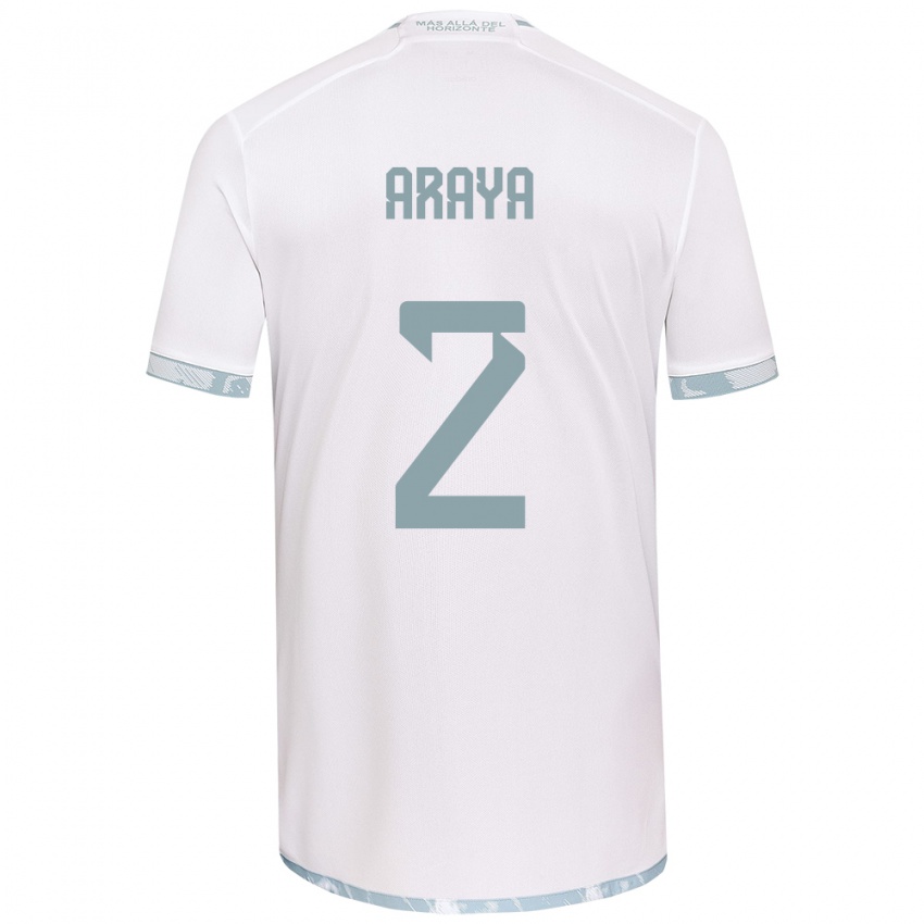 Niño Camiseta Fernanda Araya #2 Gris Blanco 2ª Equipación 2024/25 La Camisa Perú