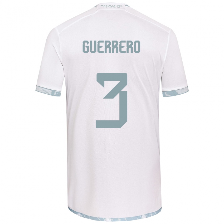 Niño Camiseta Carla Guerrero #3 Gris Blanco 2ª Equipación 2024/25 La Camisa Perú