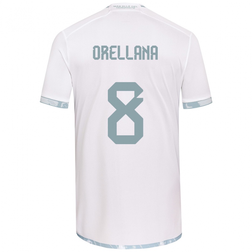 Niño Camiseta Denisse Orellana #8 Gris Blanco 2ª Equipación 2024/25 La Camisa Perú