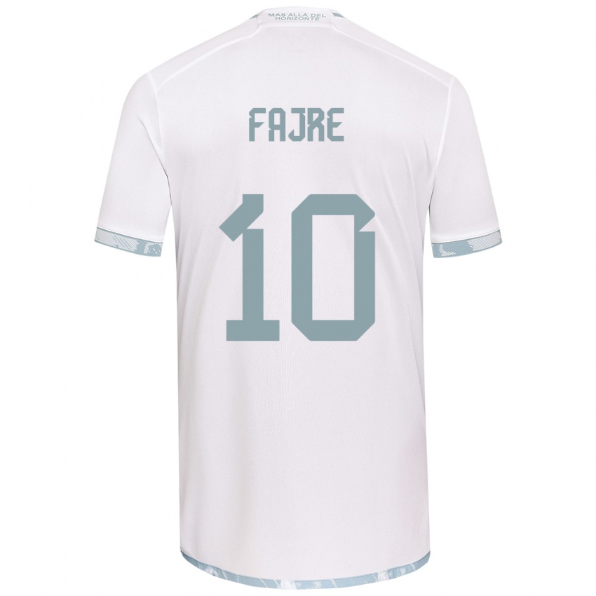 Niño Camiseta Nicole Fajre #10 Gris Blanco 2ª Equipación 2024/25 La Camisa Perú