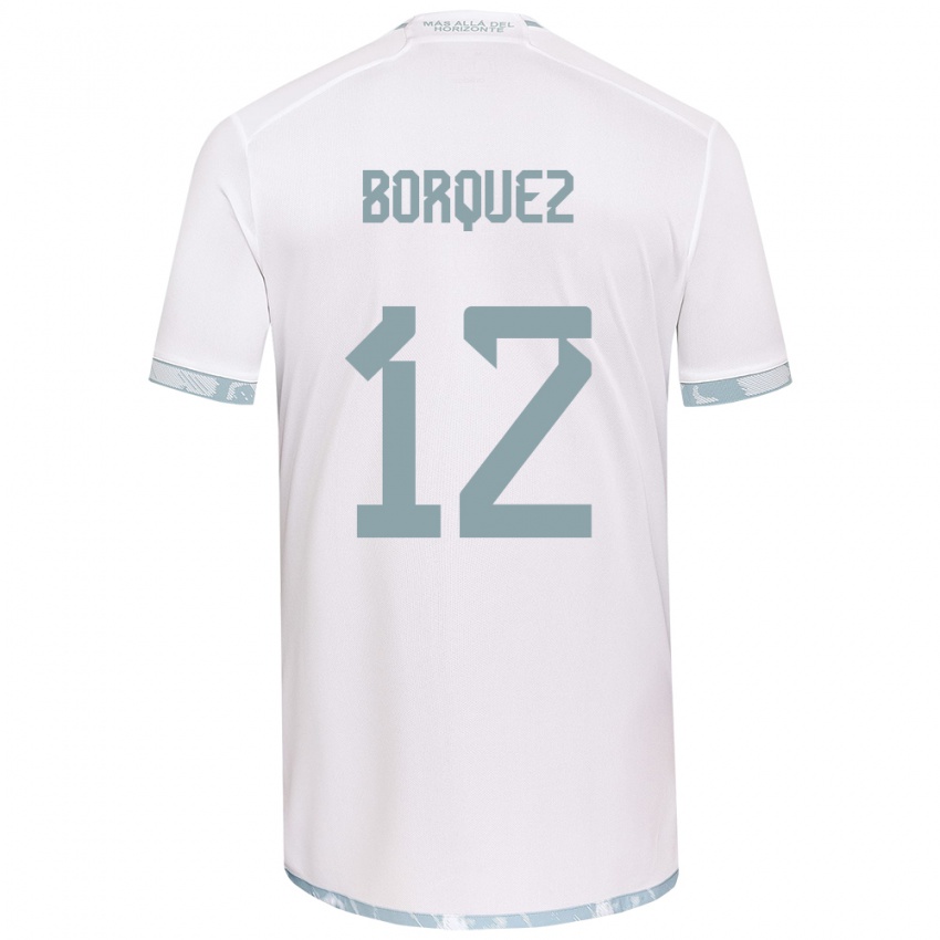 Niño Camiseta Gabriela Bórquez #12 Gris Blanco 2ª Equipación 2024/25 La Camisa Perú