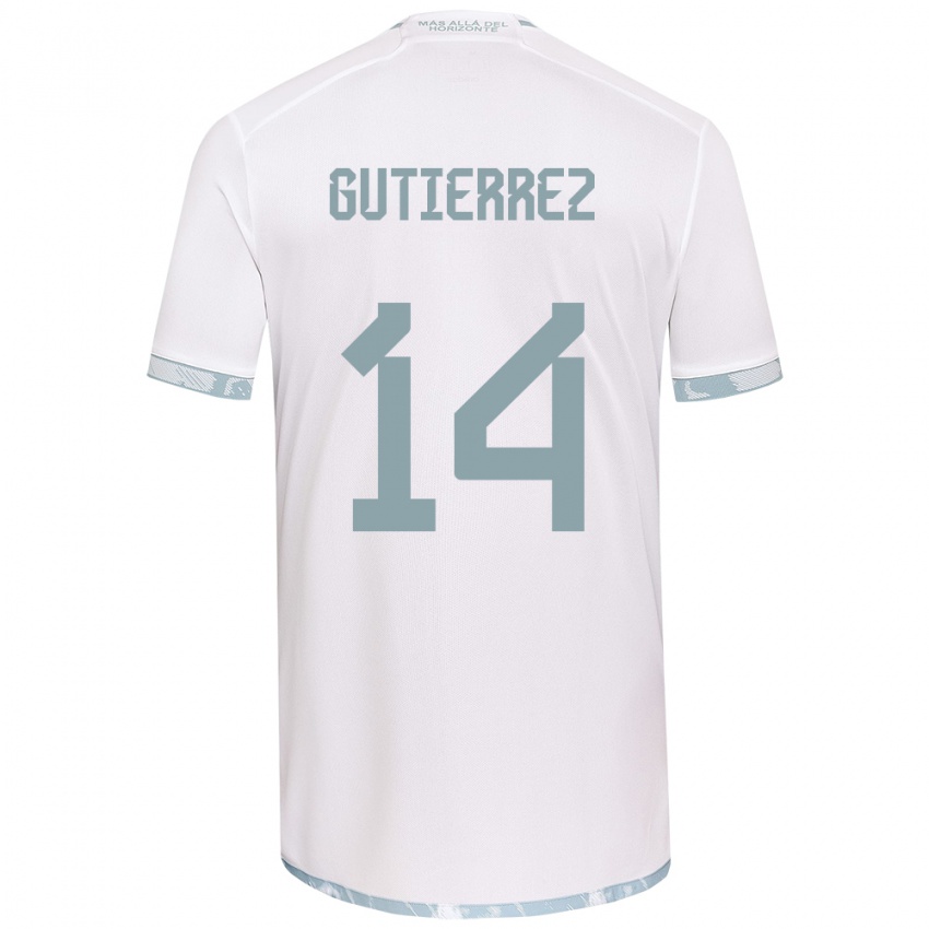 Niño Camiseta Ana Gutiérrez #14 Gris Blanco 2ª Equipación 2024/25 La Camisa Perú