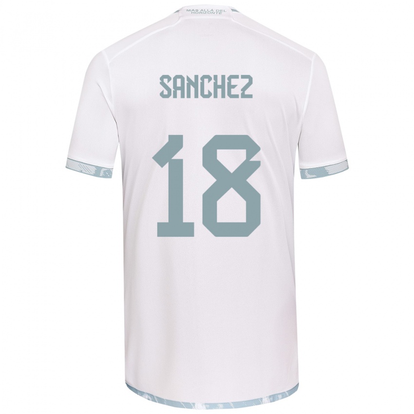 Niño Camiseta Bárbara Sánchez #18 Gris Blanco 2ª Equipación 2024/25 La Camisa Perú