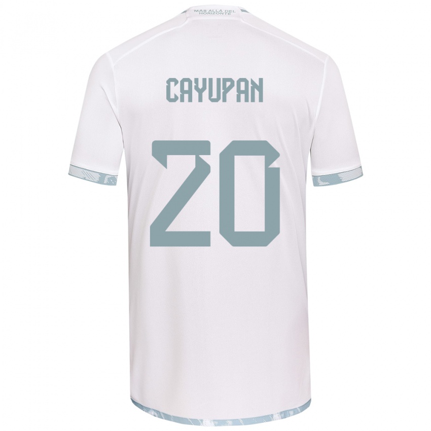 Niño Camiseta Natalia Cayupán #20 Gris Blanco 2ª Equipación 2024/25 La Camisa Perú