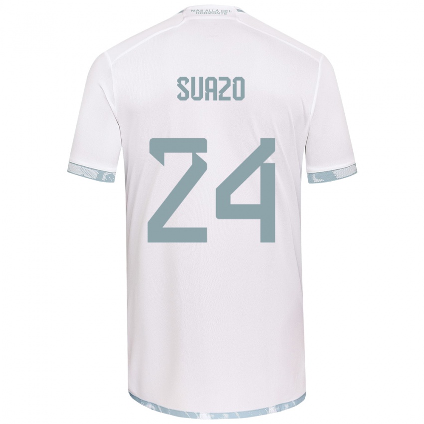 Niño Camiseta Arantza Suazo #24 Gris Blanco 2ª Equipación 2024/25 La Camisa Perú