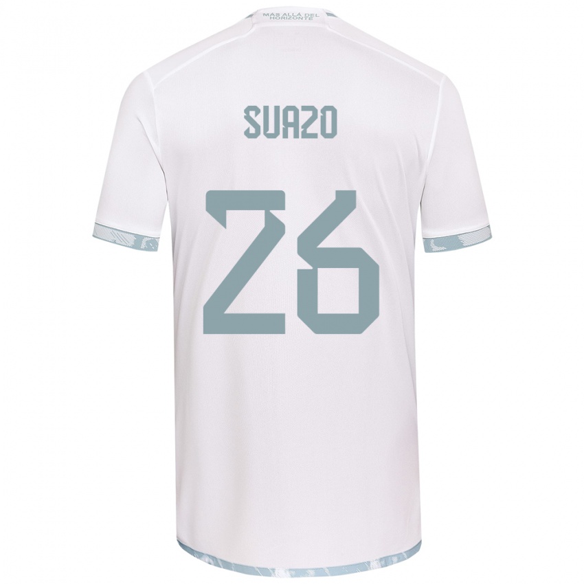 Niño Camiseta Gretzel Suazo #26 Gris Blanco 2ª Equipación 2024/25 La Camisa Perú