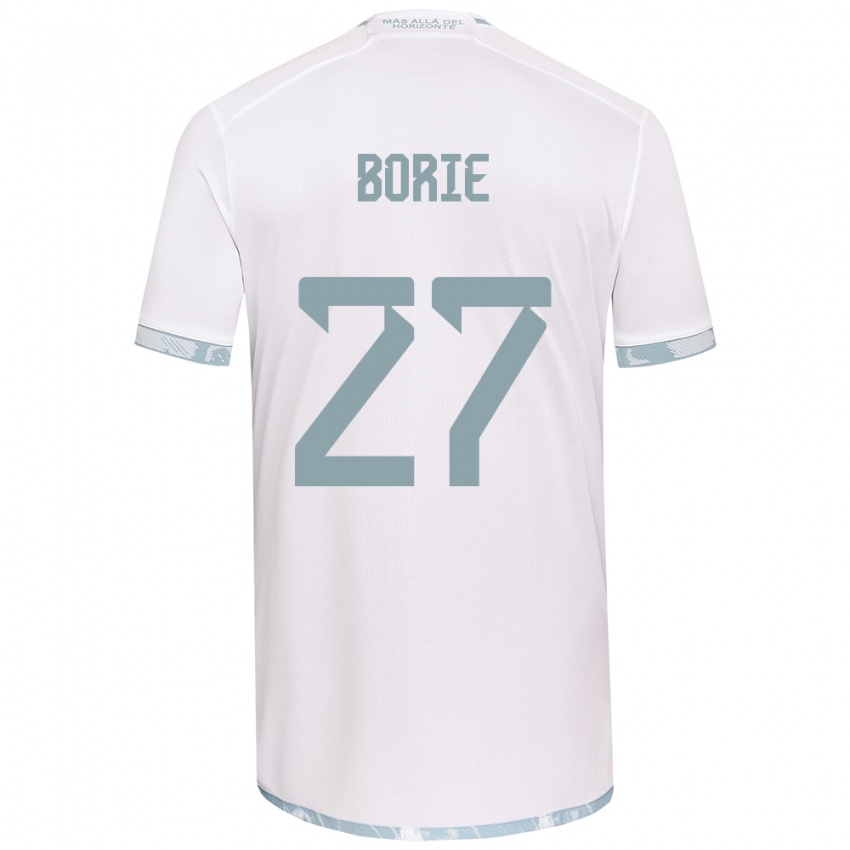 Niño Camiseta Emilie Borie #27 Gris Blanco 2ª Equipación 2024/25 La Camisa Perú