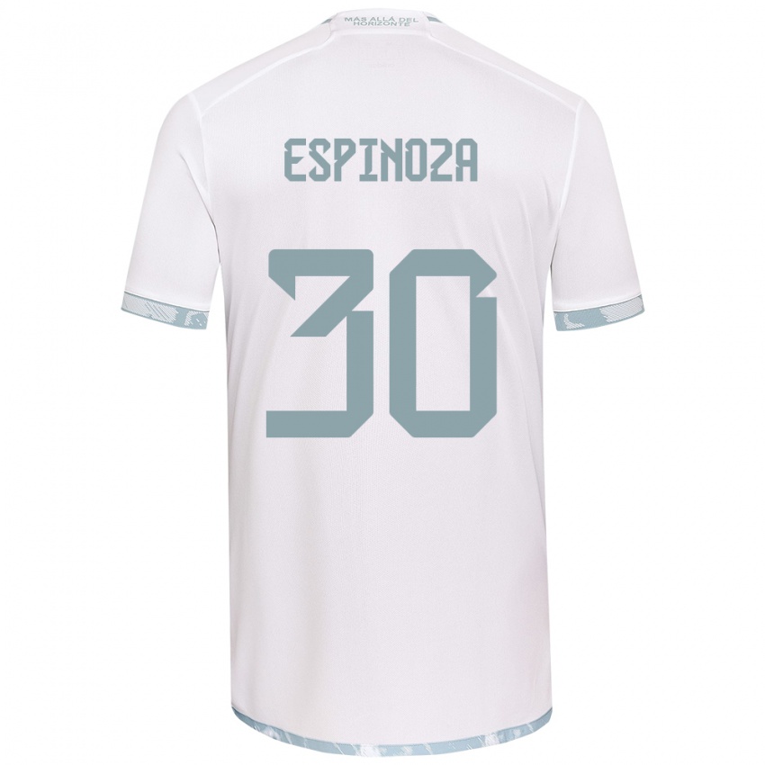 Niño Camiseta Isidora Espinoza #30 Gris Blanco 2ª Equipación 2024/25 La Camisa Perú