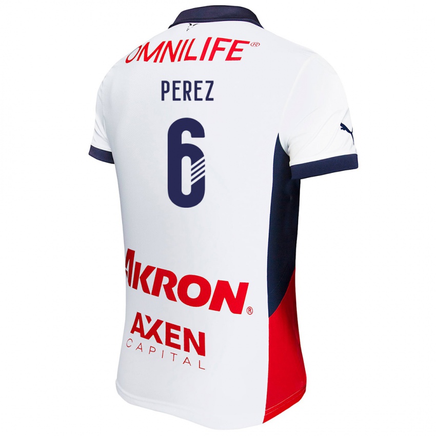 Niño Camiseta Pável Pérez #6 Blanco Rojo Azul 2ª Equipación 2024/25 La Camisa Perú