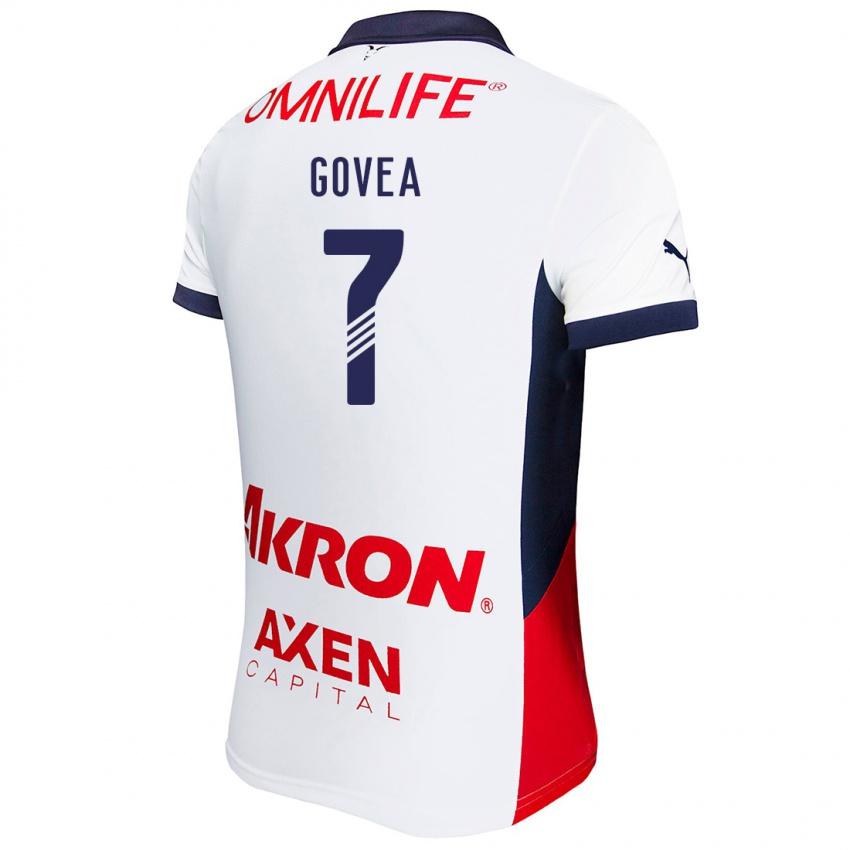 Niño Camiseta Omar Govea #7 Blanco Rojo Azul 2ª Equipación 2024/25 La Camisa Perú