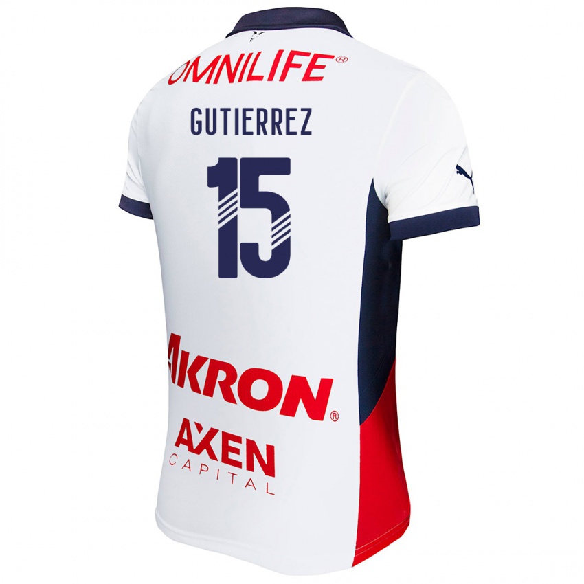 Niño Camiseta Erick Gutierrez #15 Blanco Rojo Azul 2ª Equipación 2024/25 La Camisa Perú