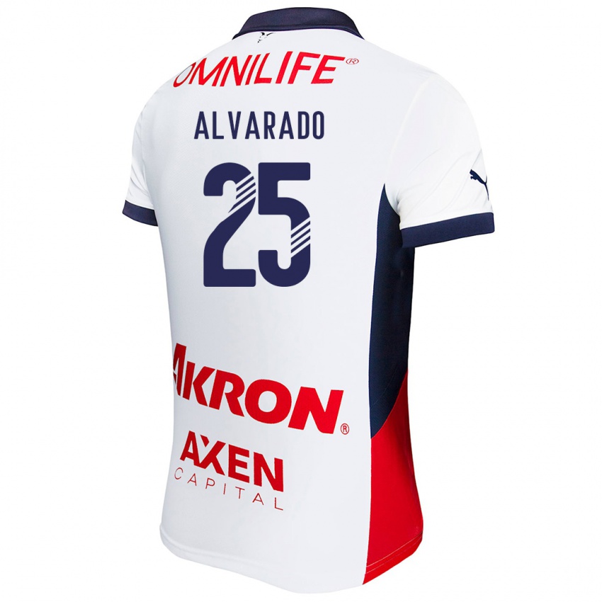 Niño Camiseta Roberto Alvarado #25 Blanco Rojo Azul 2ª Equipación 2024/25 La Camisa Perú