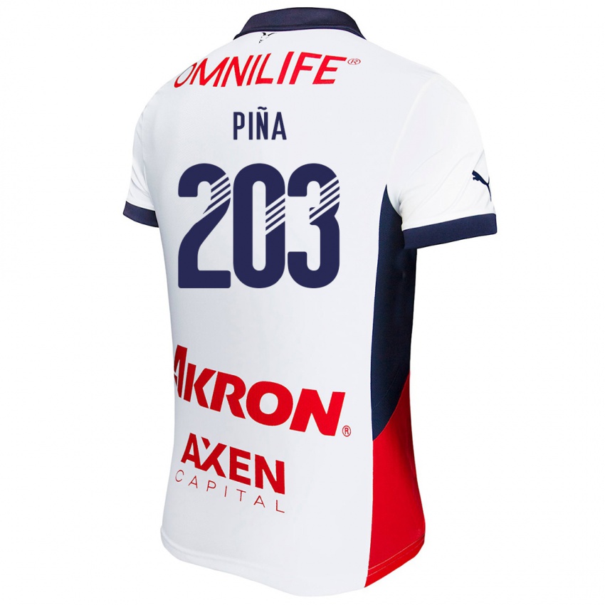 Niño Camiseta Fernando Piña #203 Blanco Rojo Azul 2ª Equipación 2024/25 La Camisa Perú