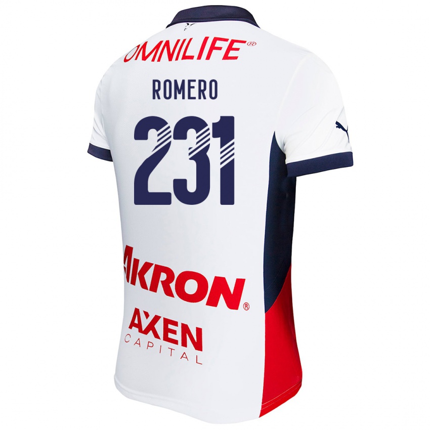 Niño Camiseta Ángel Romero #231 Blanco Rojo Azul 2ª Equipación 2024/25 La Camisa Perú