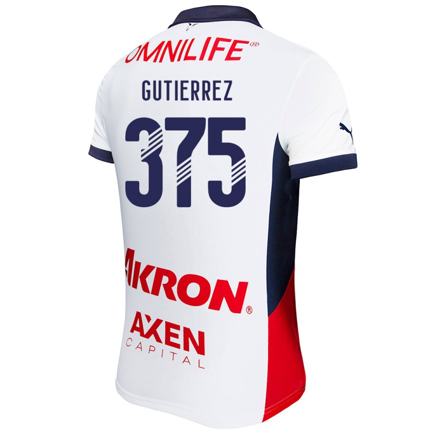 Niño Camiseta Gerson Gutiérrez #375 Blanco Rojo Azul 2ª Equipación 2024/25 La Camisa Perú