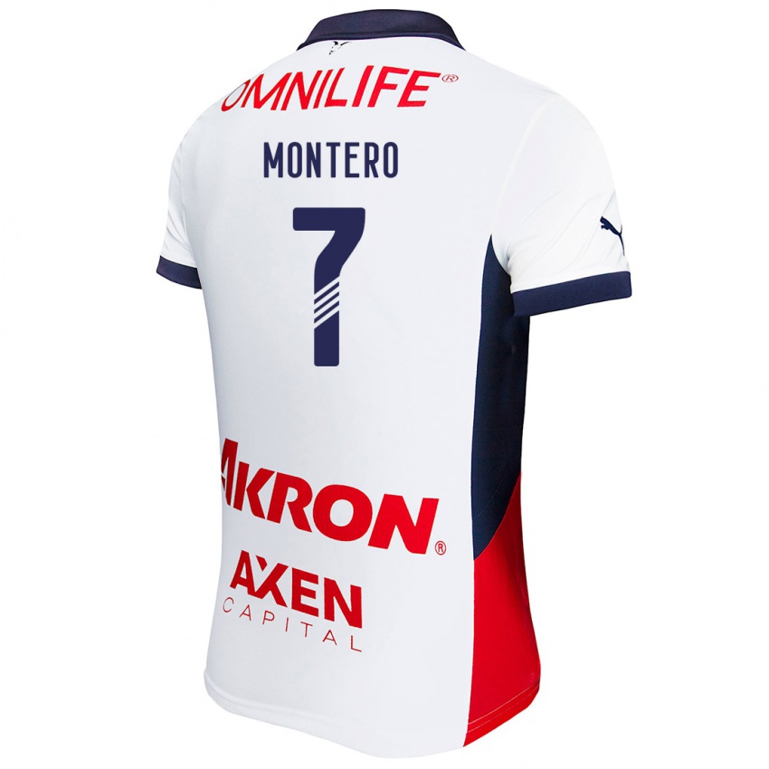 Niño Camiseta Casandra Montero #7 Blanco Rojo Azul 2ª Equipación 2024/25 La Camisa Perú