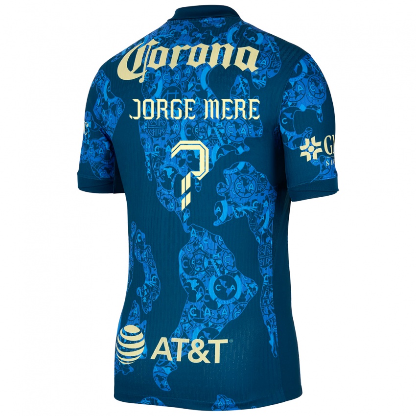 Niño Camiseta Jorge Meré #0 Azul Amarillo 2ª Equipación 2024/25 La Camisa Perú