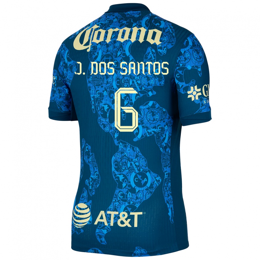 Niño Camiseta Jonathan Dos Santos #6 Azul Amarillo 2ª Equipación 2024/25 La Camisa Perú