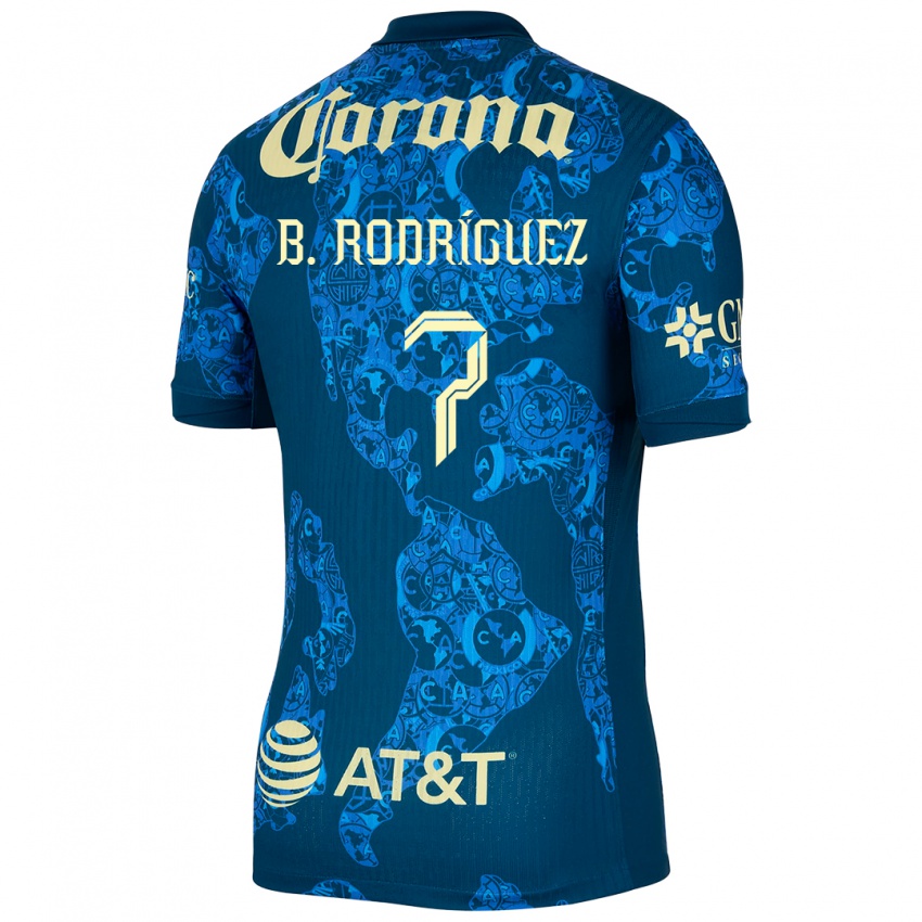 Niño Camiseta Brian Rodríguez #7 Azul Amarillo 2ª Equipación 2024/25 La Camisa Perú