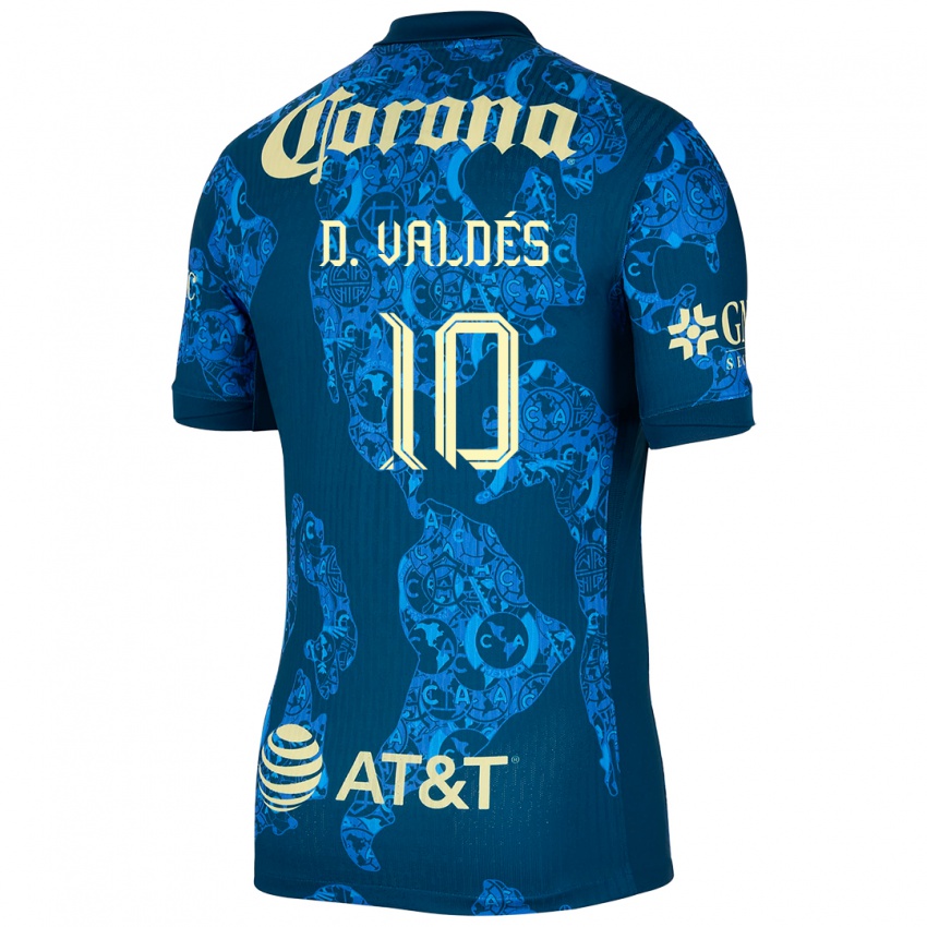 Niño Camiseta Diego Valdés #10 Azul Amarillo 2ª Equipación 2024/25 La Camisa Perú